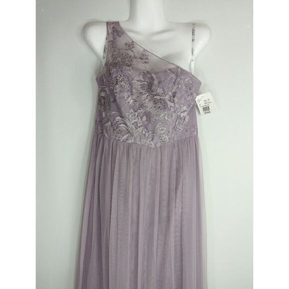 DB Studio Women's Embroidered One Shoulder Maxi Dress Lavender Purple Size 8 NWT - Picture 4 of 13